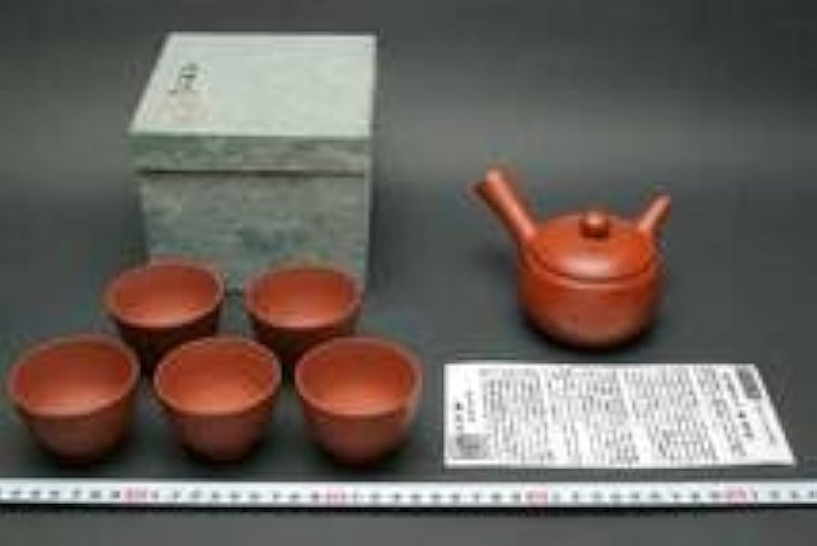 常滑焼　北條陶房　北條　清水源二氏　茶器　急須　湯呑　4客　計 5点 常滑焼 北條陶房 北條 清水源二氏 茶器 急須 湯呑 4客 計